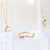 Anpé Atelier x Anna Winck 14K Gold Ring w. Diamonds, Sapphires & Tsavorite