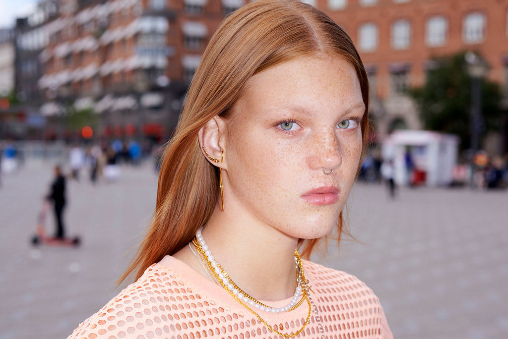 Iris double Gold Plated Necklace w. Pearls