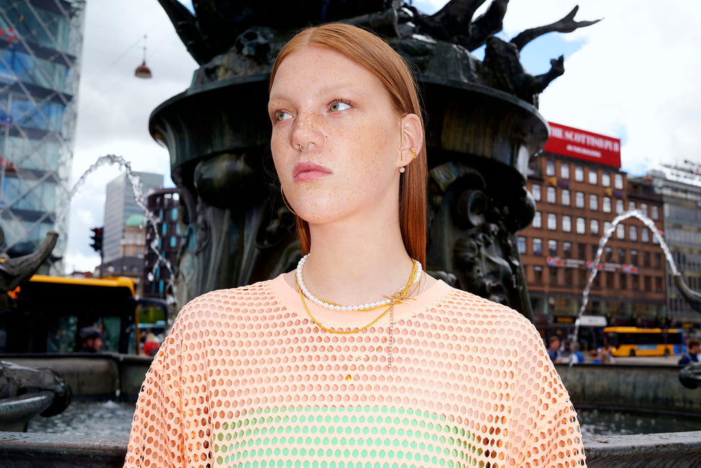 Iris double Gold Plated Necklace w. Pearls