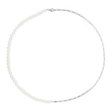 Half Pearls oxidized silver Necklace w. Pearl