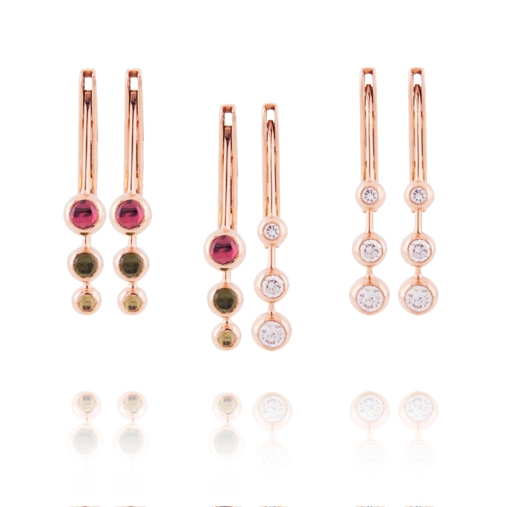 Dancing Diamant Ohrringe aus 18K Gold I Diamanten & Turmalin