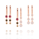 Dancing Diamond 18K Rosegold Earrings w. Diamonds & Tourmalines