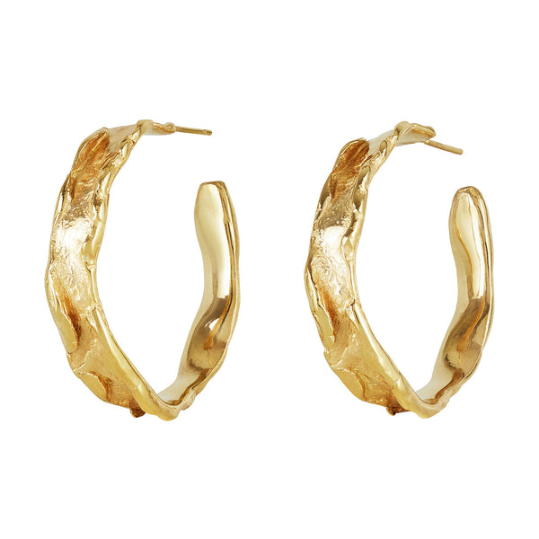 Large Wave Gold Plated Hoops