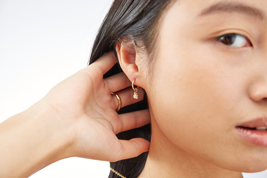 Nugget Ocean 9K Guld Hoops m. Diamanter