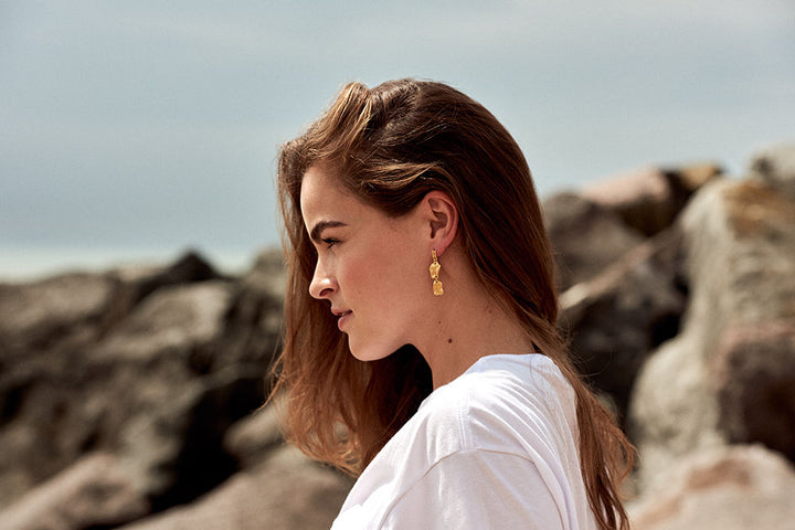 Wave Drop Gold Plated Studs