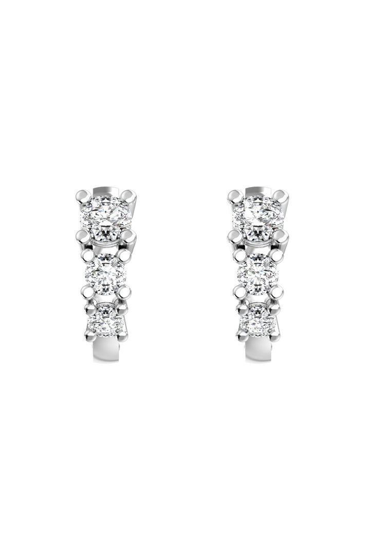 Degrade 18K White Gold Hoops w. Lab-Grown Diamonds