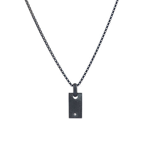 Mini Signet Sølv Halskæde m. Diamant