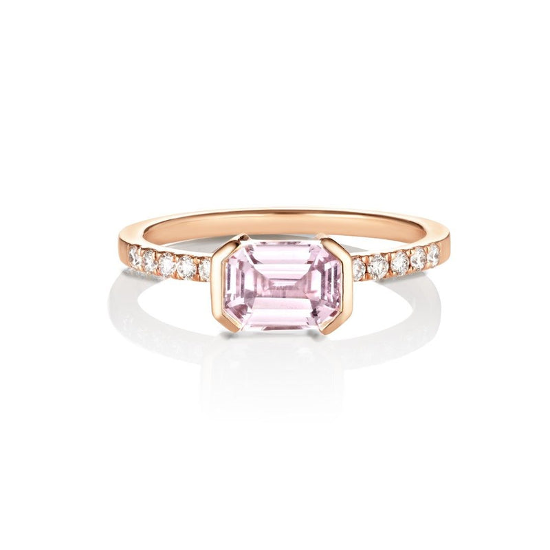 Didulayi 18K Rosegold Ring w. Diamonds & Sapphire