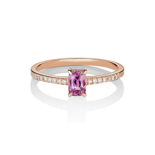 Digu Rosa 18K Rosaguld Ring m. Diamanter & Safir