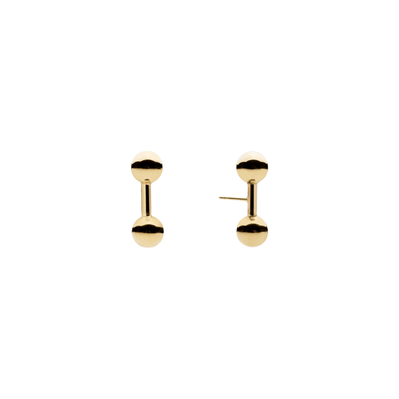 Double Ball Stud Earrings Gold Plated