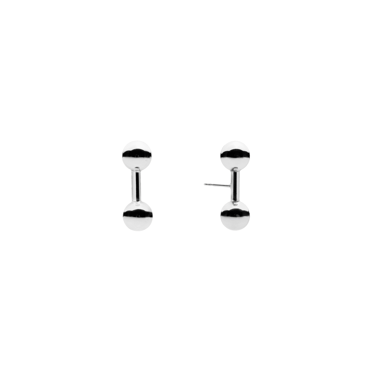 Double Ball Stud Earrings Silver