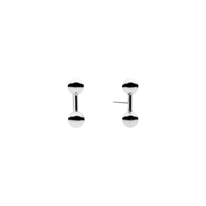 Double Ball Stud Earrings Silver