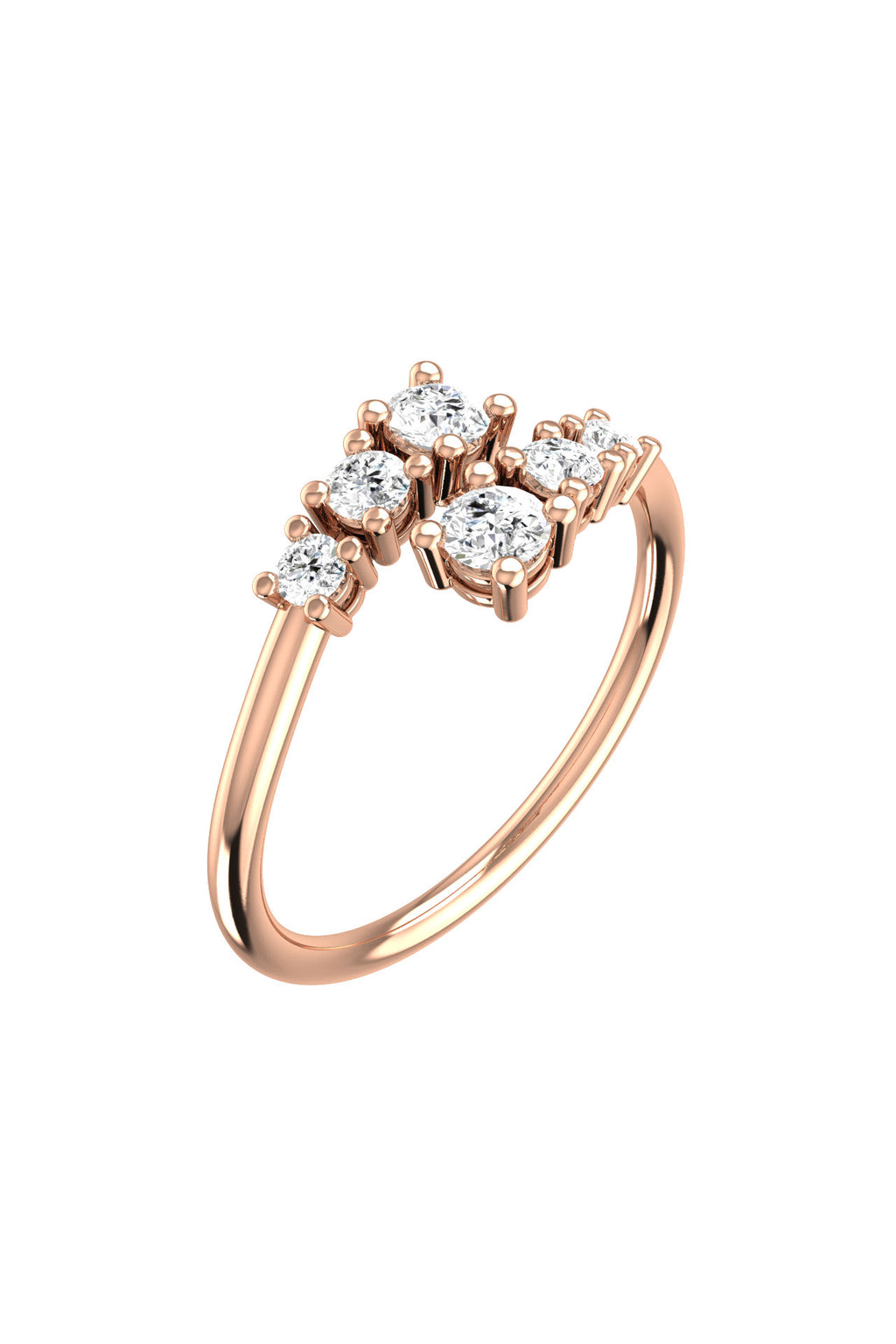 Double Degrade 18K Rose Gold Ring w. Lab-Grown Diamonds