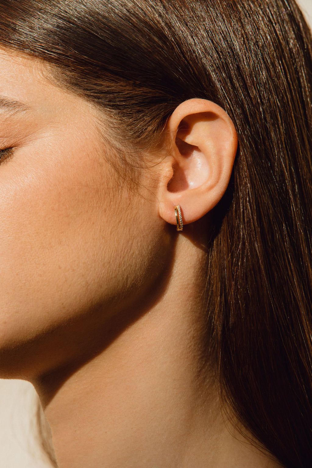 Double Line 18K Rose Gold Hoops w. Lab-Grown Diamonds