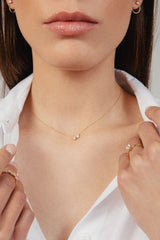 Double Pear 18K Gold Necklace w. Lab-Grown Diamonds