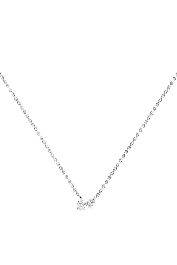 Double Pear 18K White Gold Necklace w. Lab-Grown Diamonds