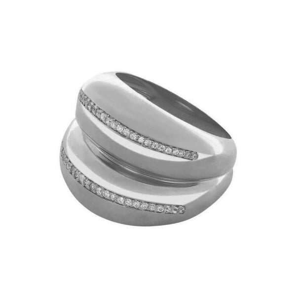 Double VOID Dark Silver Ring w. Zirconias