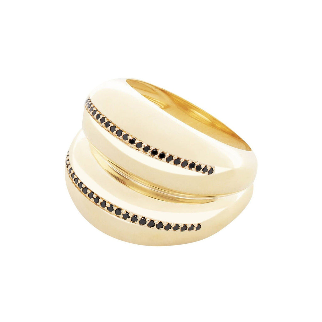 Double VOID Ring 18K vergoldet mit grünem Spinell