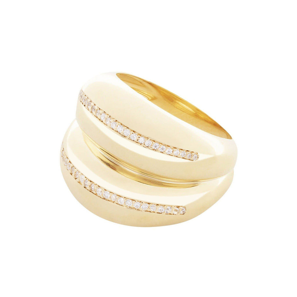 Double VOID Ring 18K vergoldet mit Zirkon