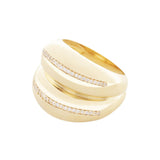 Double VOID 18K Gold Plated Ring w. Zirconias