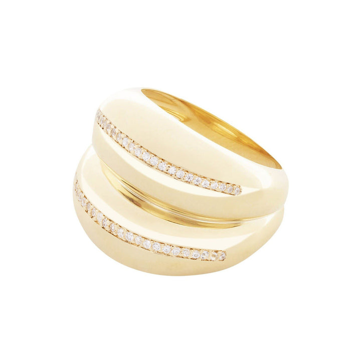 Double VOID Ring 18K vergoldet mit Zirkon