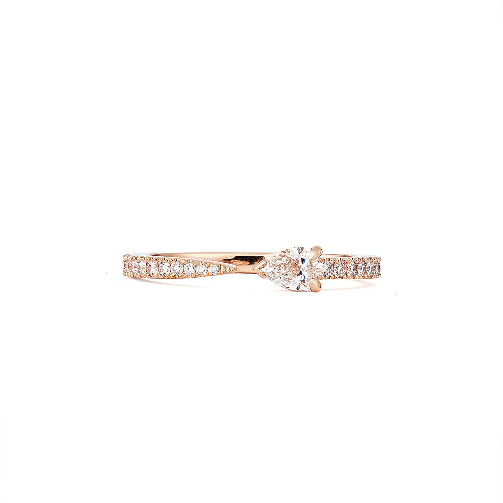 Drop 18K Rosaguld Ring m. Diamanter