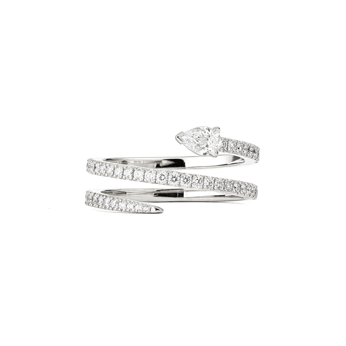 Drop Spin 18K Whitegold Ring w. Diamonds
