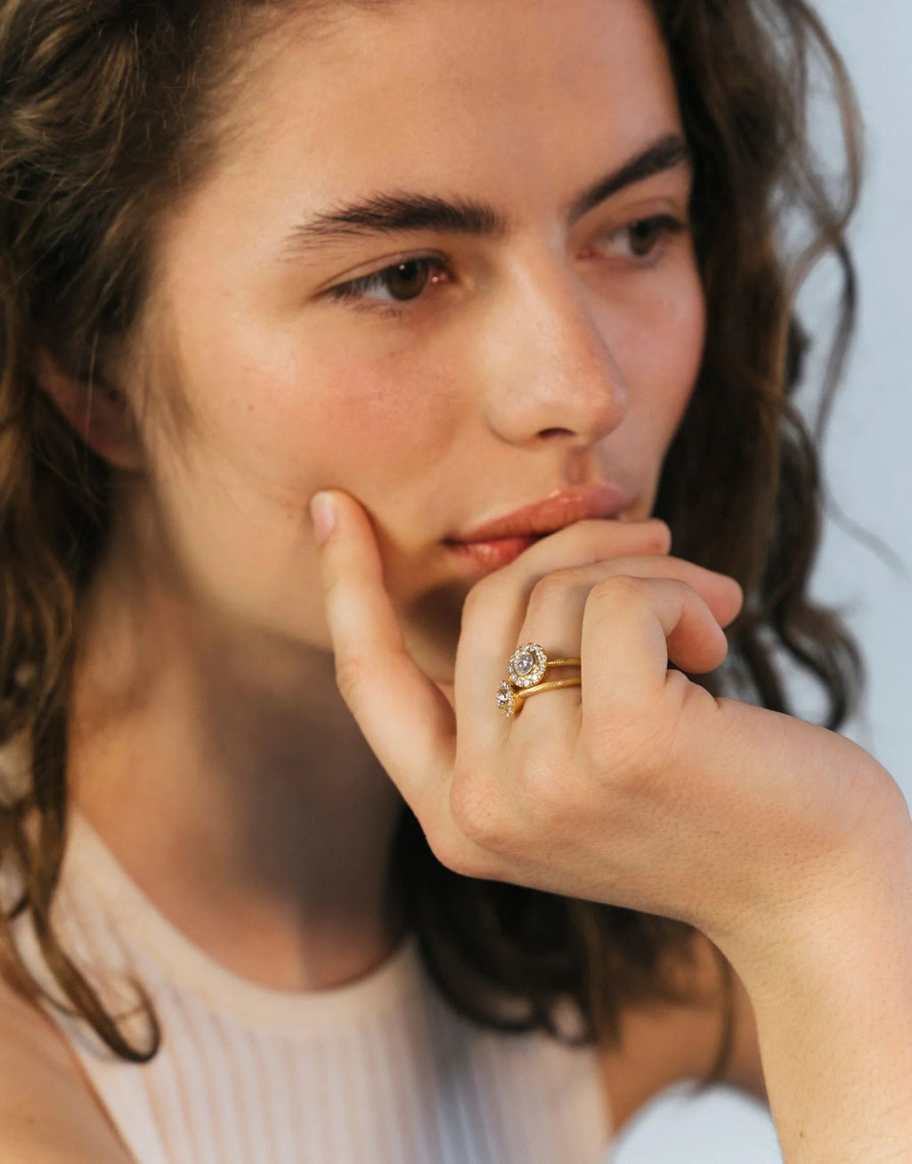 Harmony Large 18K Gold Ring w. Diamonds