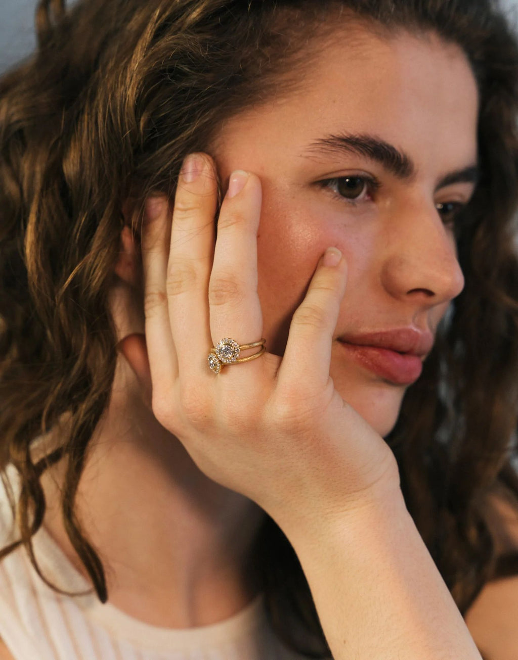 Harmony Medium 18K Gold Ring w. Diamonds