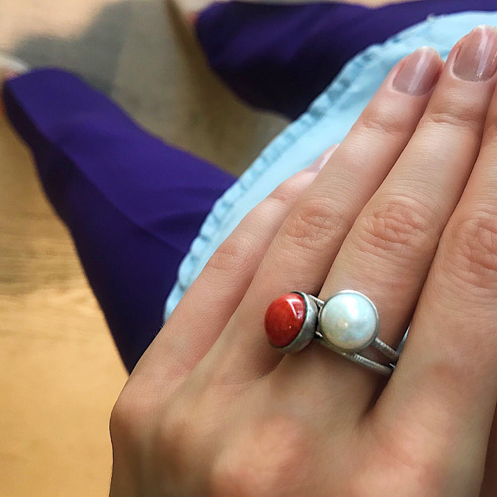 Small Pacific Silberring I Weiße Perle