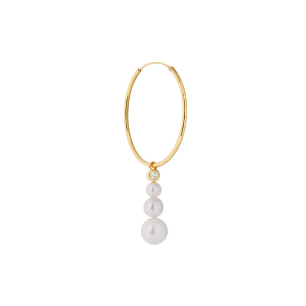 Duquesa 18K Gold Plated Hoops w. White Pearls & Zirconia