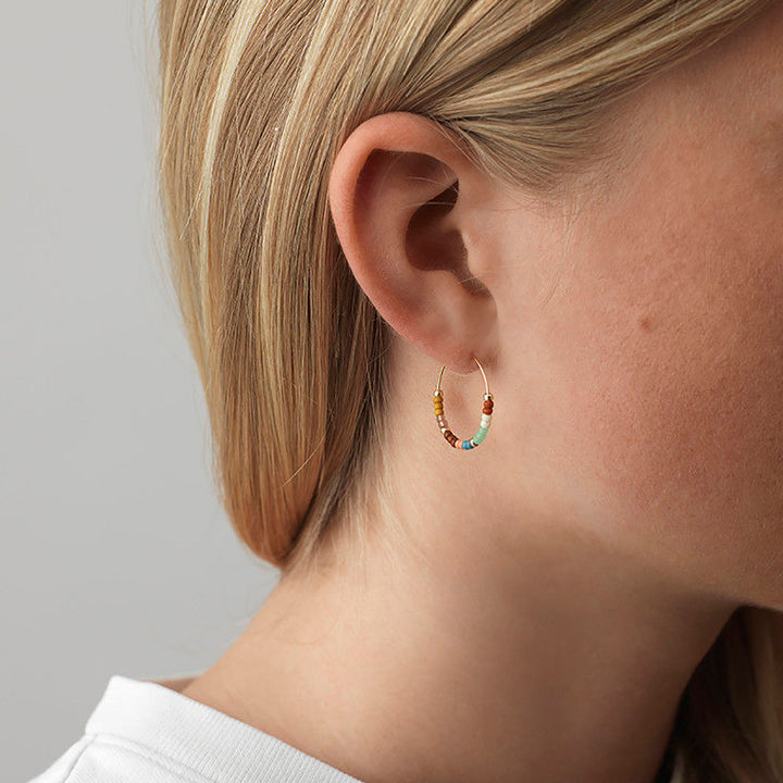 Dusty Eldorado Gold Plated Hoops w. Mixed coloured Beads