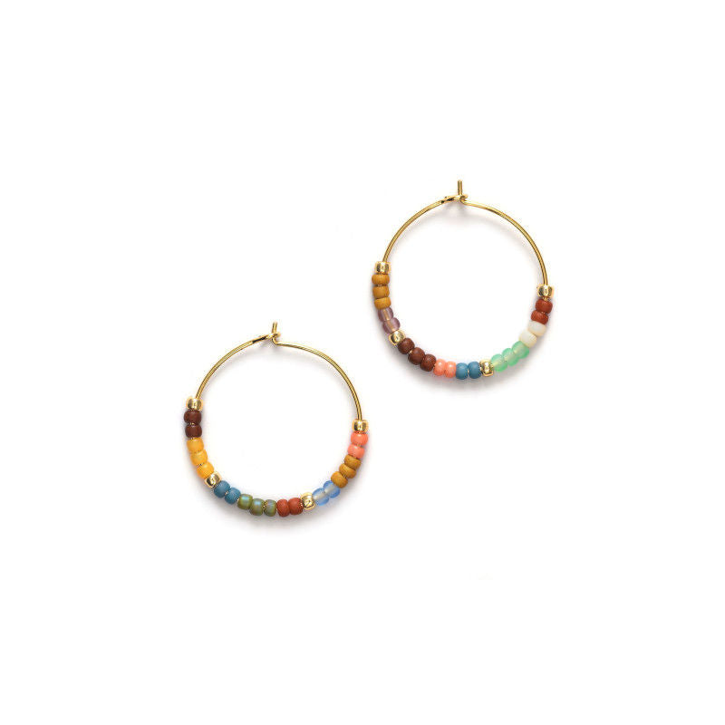 Dusty Eldorado Gold Plated Hoops w. Mixed coloured Beads