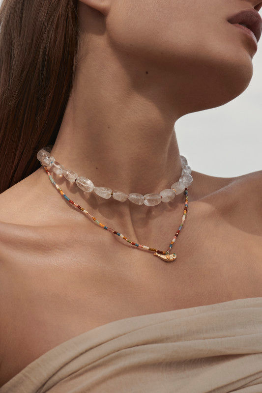 Dusty Eldorado Gold Plated Necklace w. Mixed coloured Beads