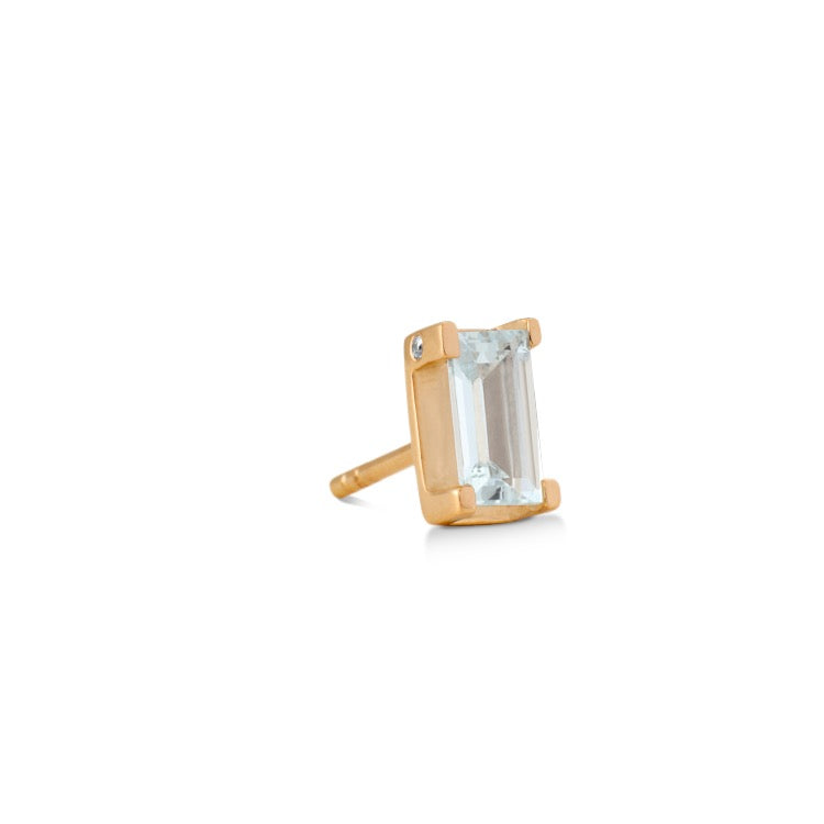 Nord Blue 18K Gold Stud w. Aquamarine & Diamond