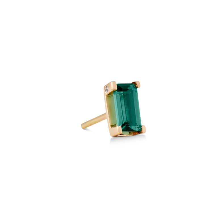 Nord Green 18K Gold Stud w. Tourmaline & Diamond