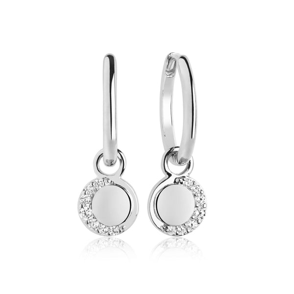 Portofino Lungo Silver Earrings w. White Zirconias