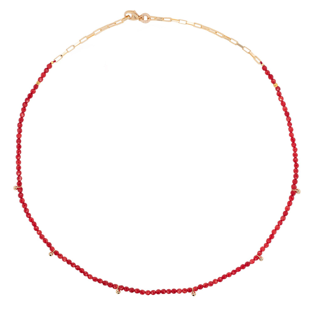 Red Gold Plated Necklace w. Jade