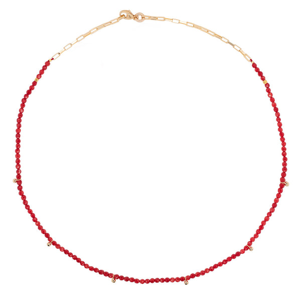 Red Gold Plated Necklace w. Jade