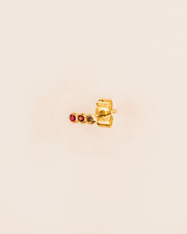 Ohrstecker aus 18K Gold I Gelber Diamant, Rubin und Granat