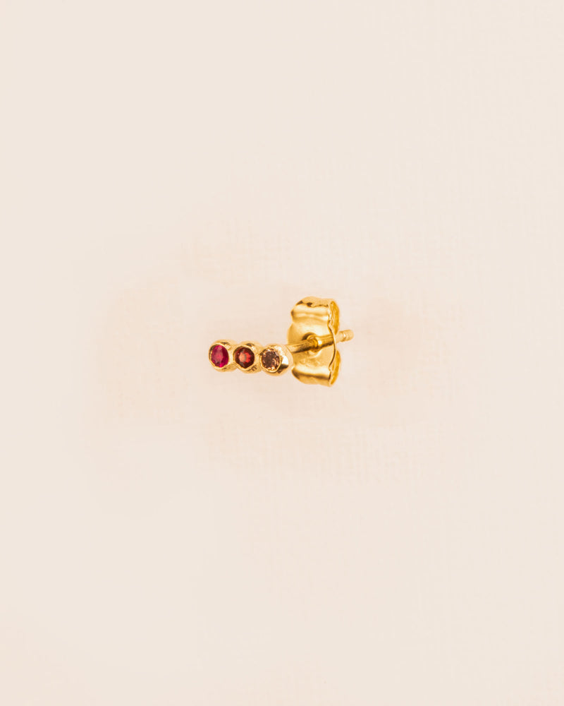 18K Guld Ørestik m. gul Diamant, Rubin og Granat