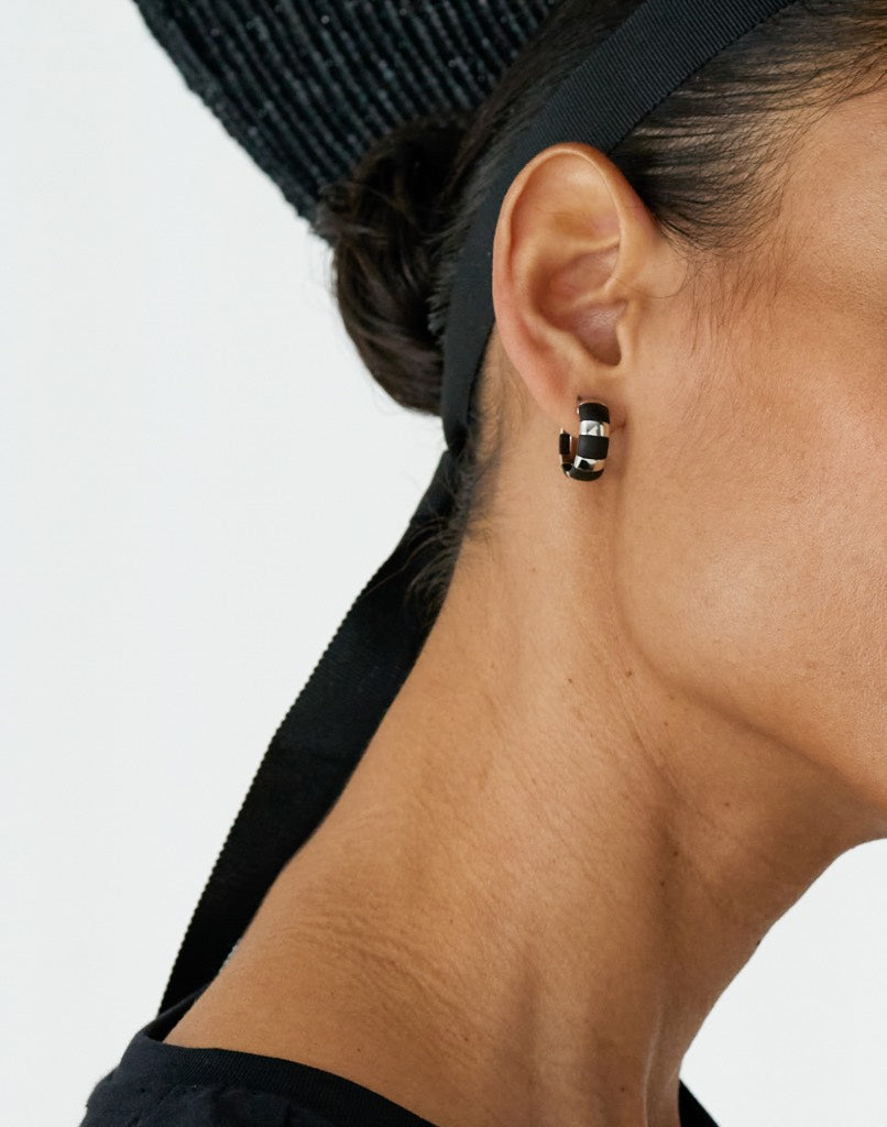 Elsa Striped Silver Hoop