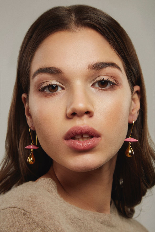Lips Pink Gold Plated Earrings