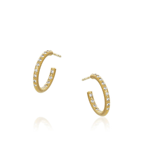 Dulong Fine Jewelry Small Esme Galaxy 18K Gold Hoops Diamonds