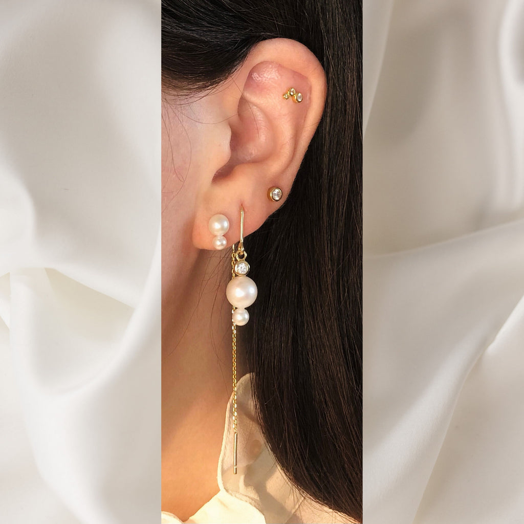 Petite 18K Gold Plated Stud w. White Zirconia