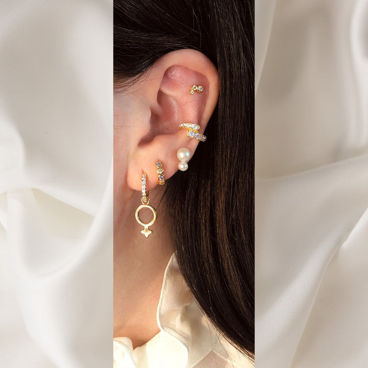 Elisa 18K Forgyldt Ear Cuff m. Hvid Zirkon