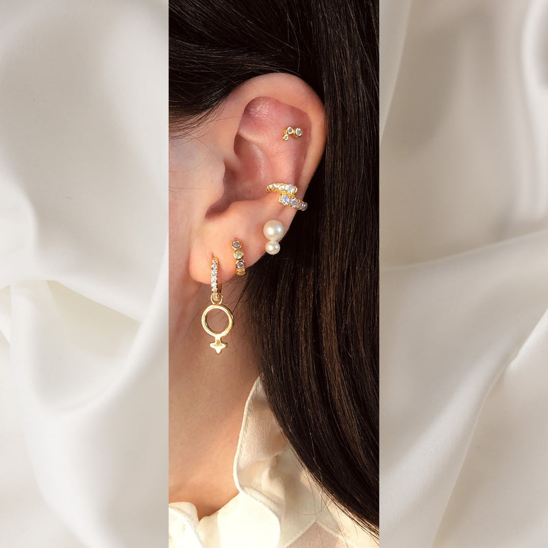 Elisa 18K Gold Plated Ear Cuff w. White Zirconia
