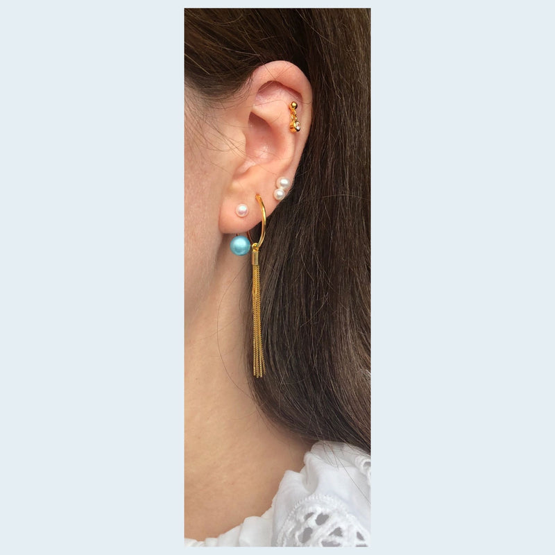 Treasure Turquoise 18K Gold Plated Stud w. White Pearls