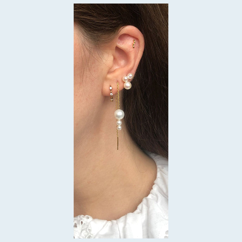 Sunny Threader 18K Gold Plated Earring w. White Pearls