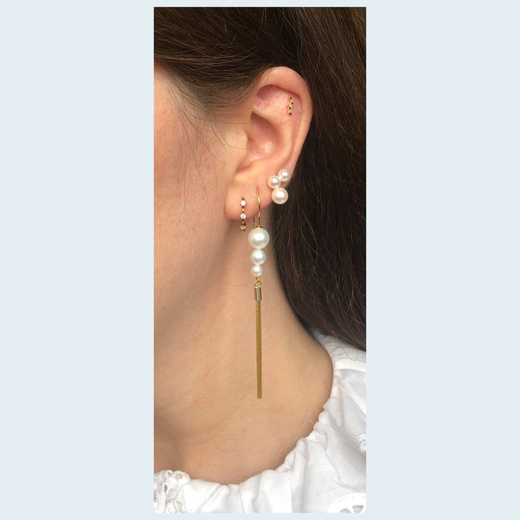 Tassel Hook 18K Gold Plated Earring w. White Pearls